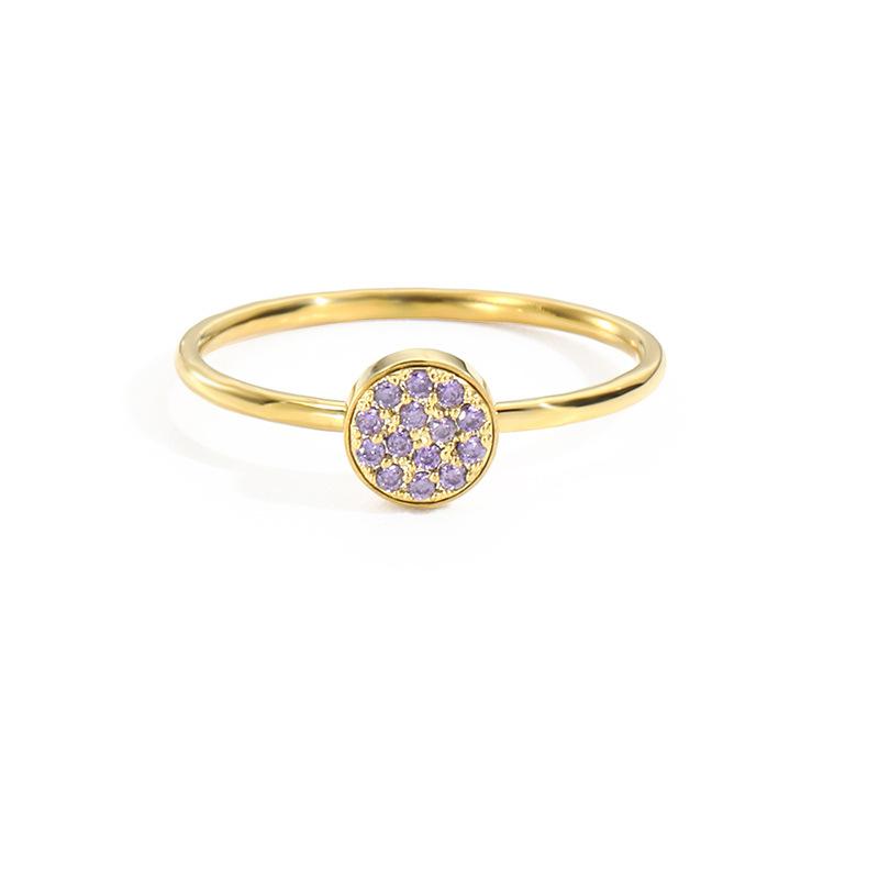 Stainless Steel Round Inlay Birthstone Ring