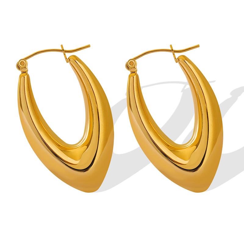 Boucles d'oreilles créoles en forme de U en acier inoxydable hypoallergénique