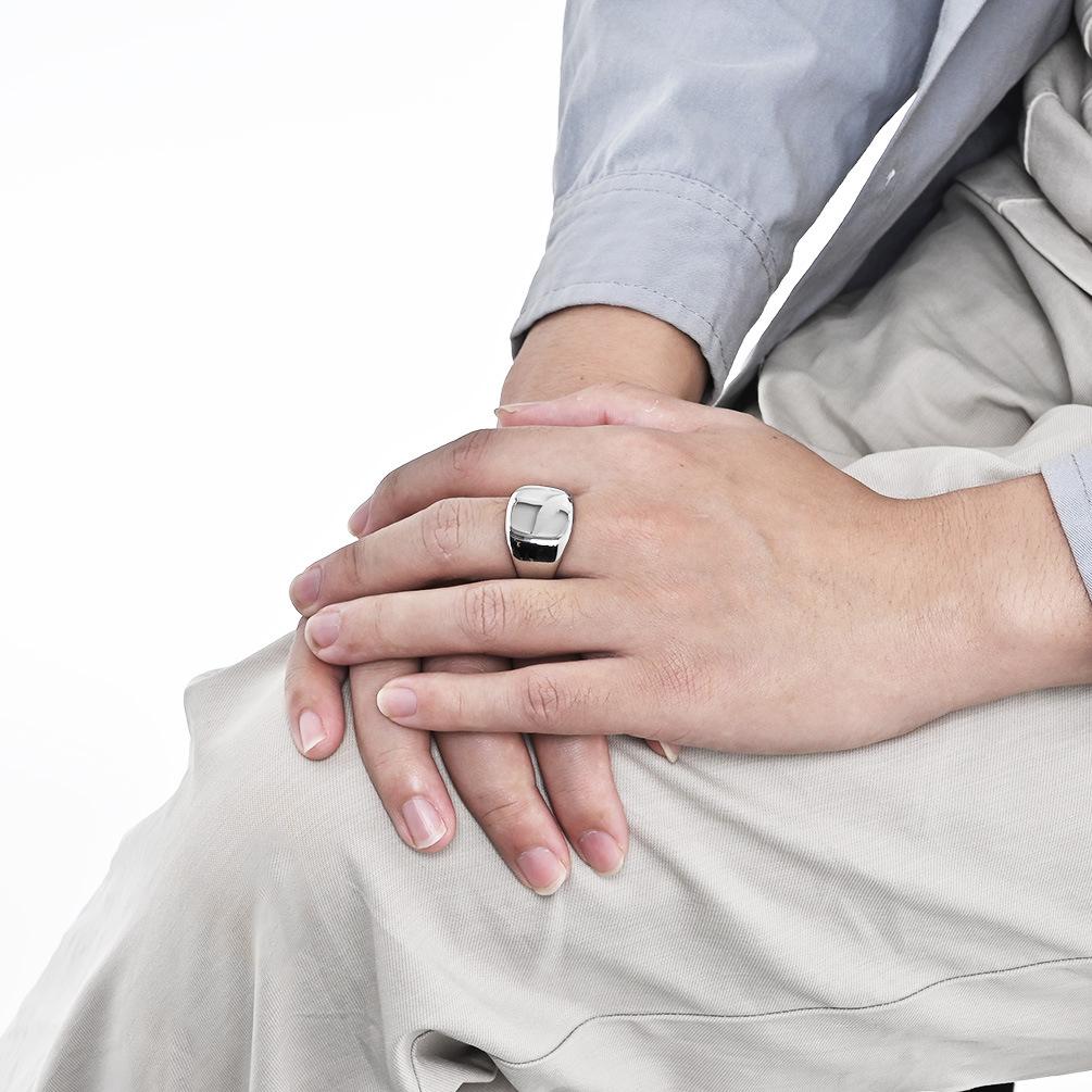 Square Curved Stainless Steel Signet Ring