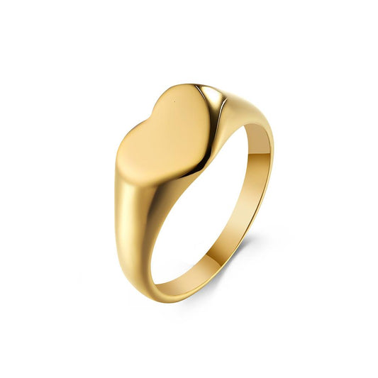 Heart Shape Polished Stainless Steel Women's Ring