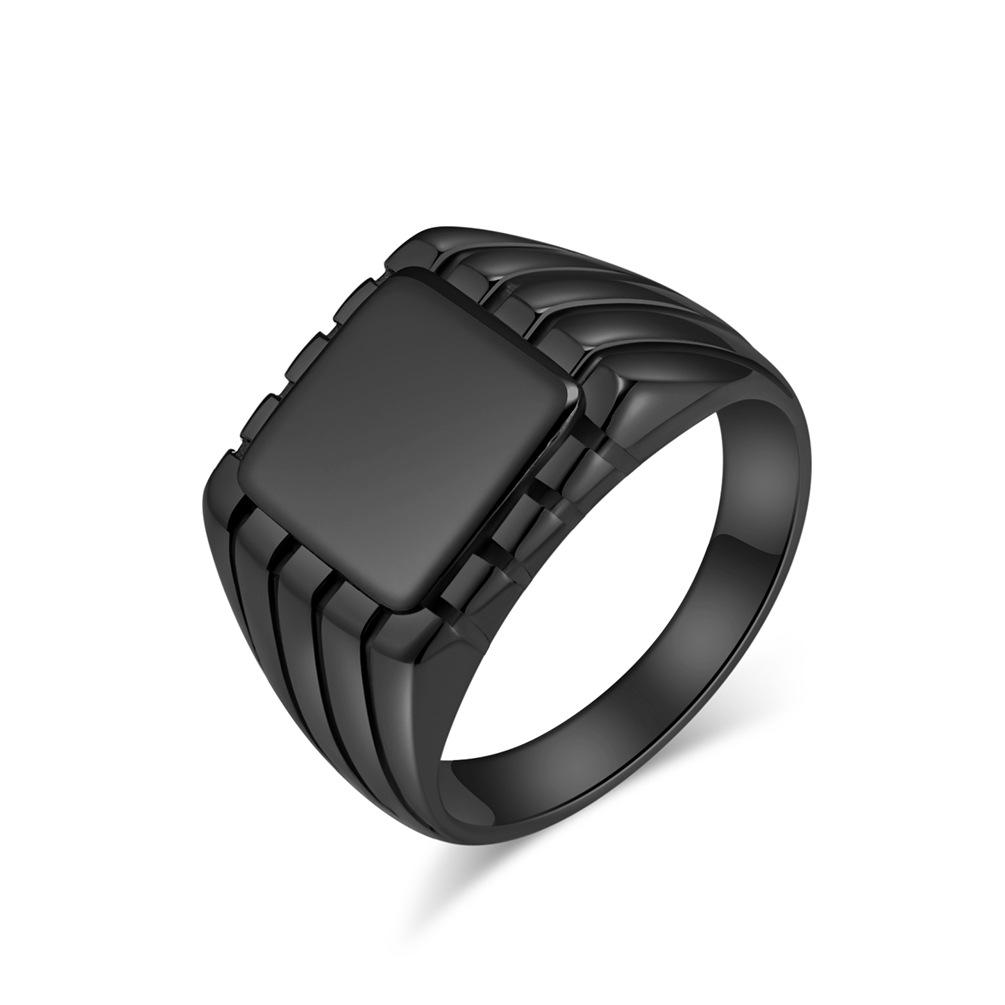 Polished Stainless Steel Square Signet Ring