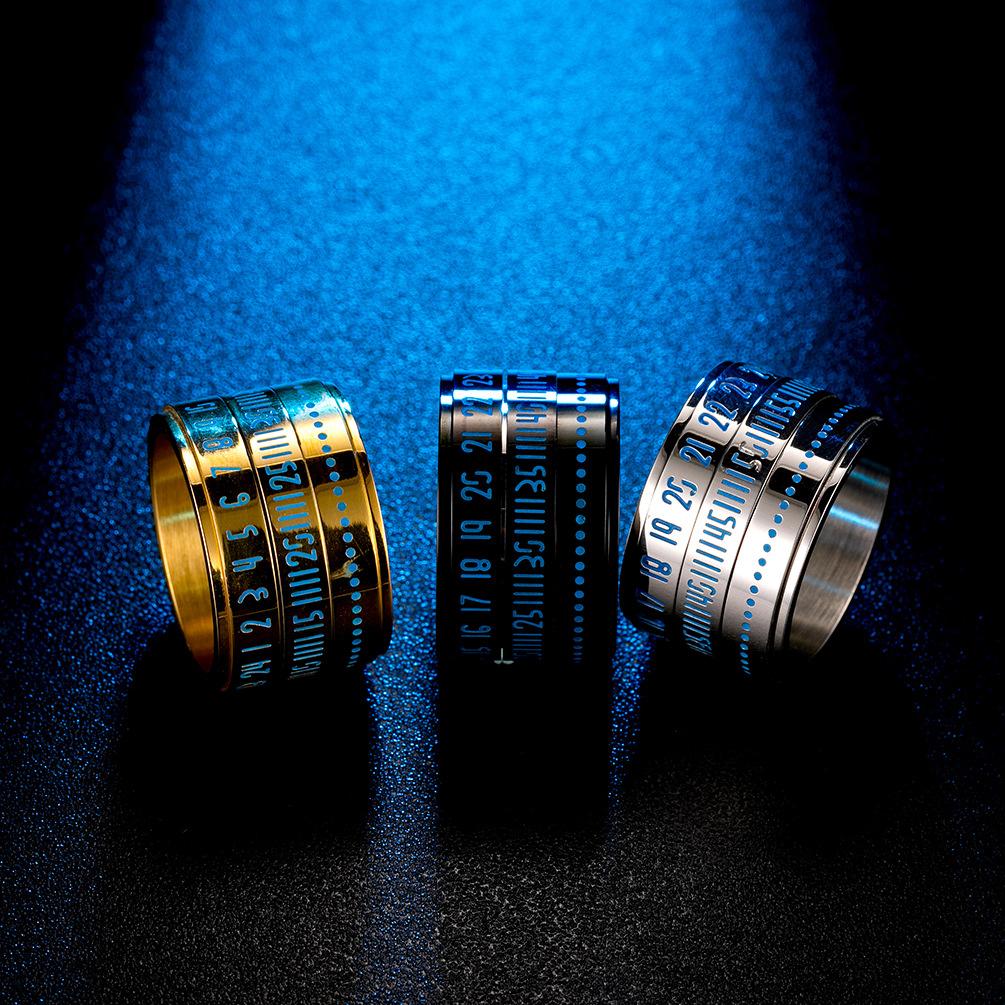 Blue Luminous Arabic Numeral Spinner Ring