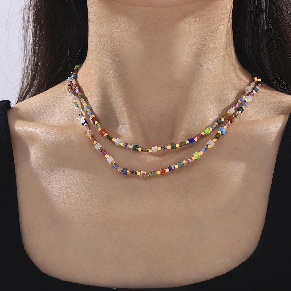 Bohemian Style Stainless Steel Beaded Necklace