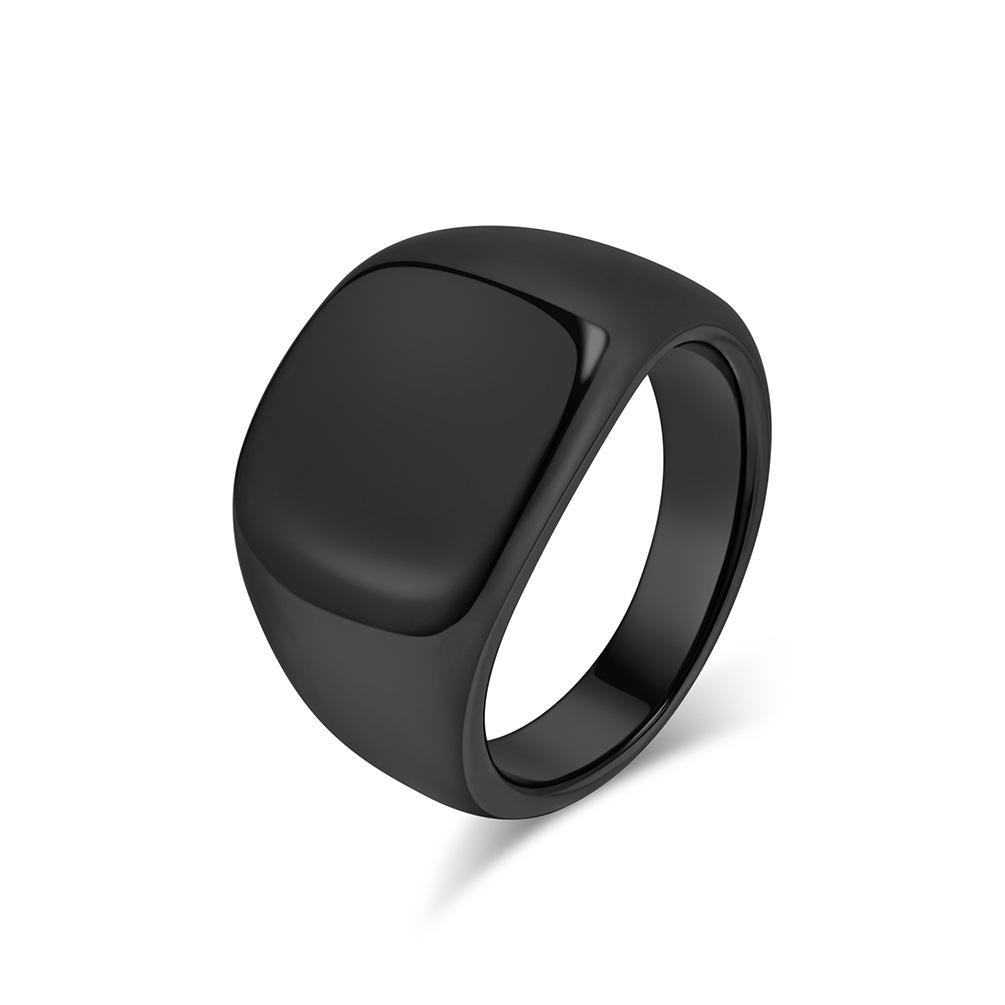Square Curved Stainless Steel Signet Ring