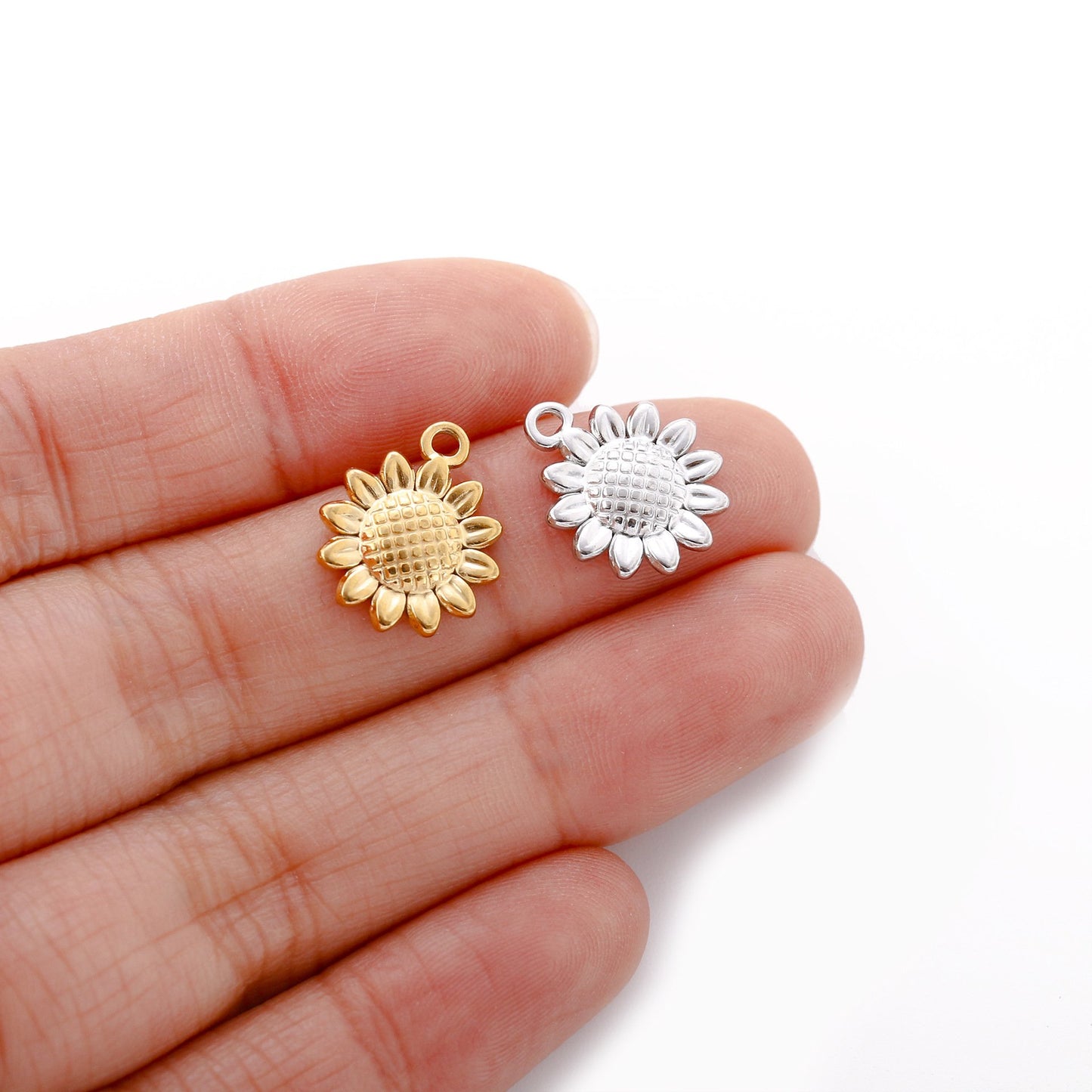 3D Sunflower Stainless Steel Pendant