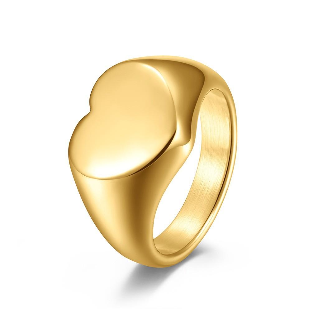 13mm Width Heart Shape Polished Stainless Steel Ring