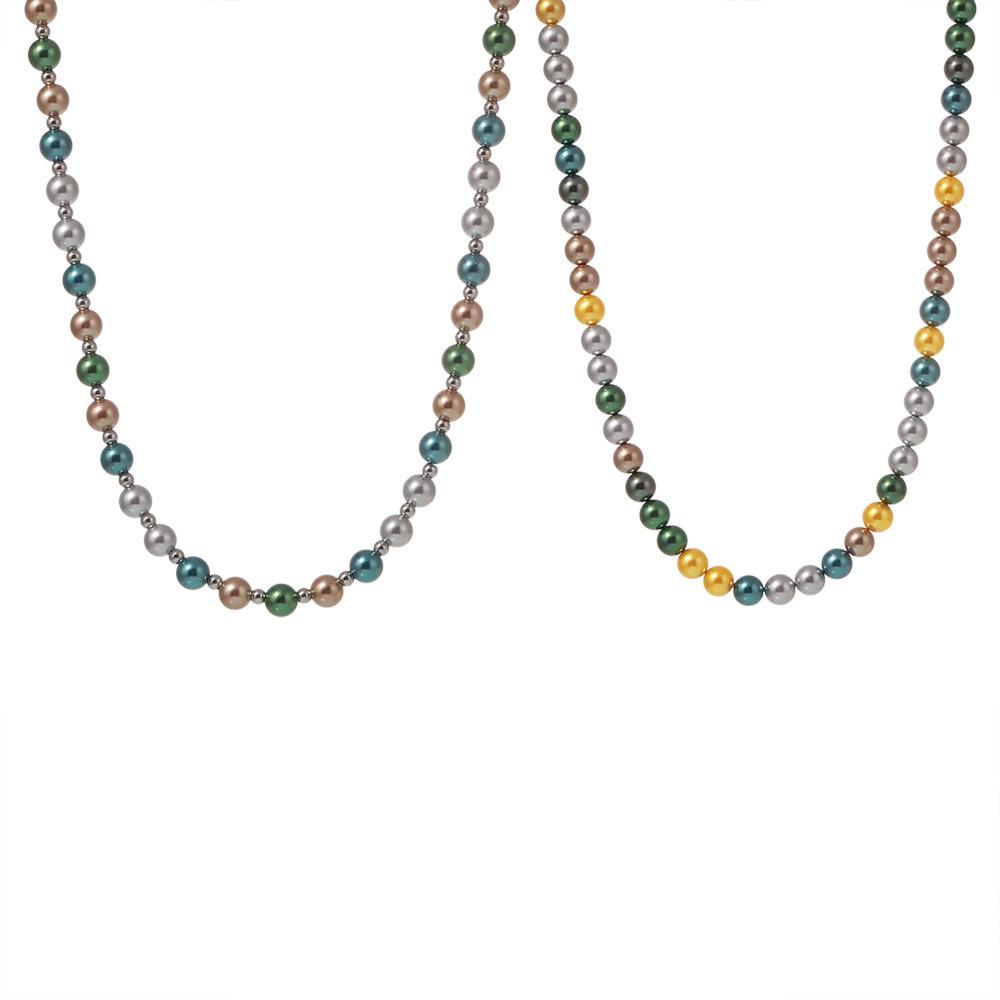 8mm Imitation Pearl Stainless Steel Beaded Necklace