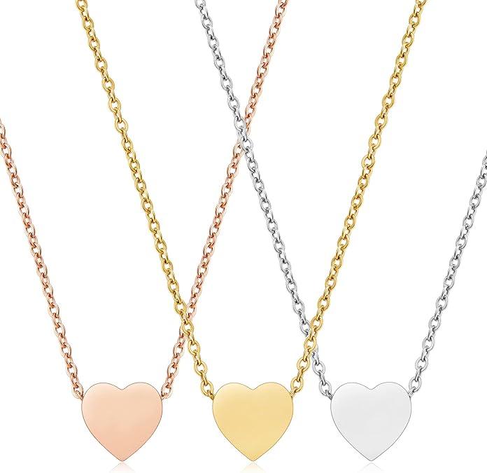 7mm Stainless Steel Heart Pendant Blank Necklace