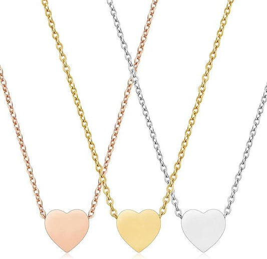 7mm Stainless Steel Heart Pendant Blank Necklace