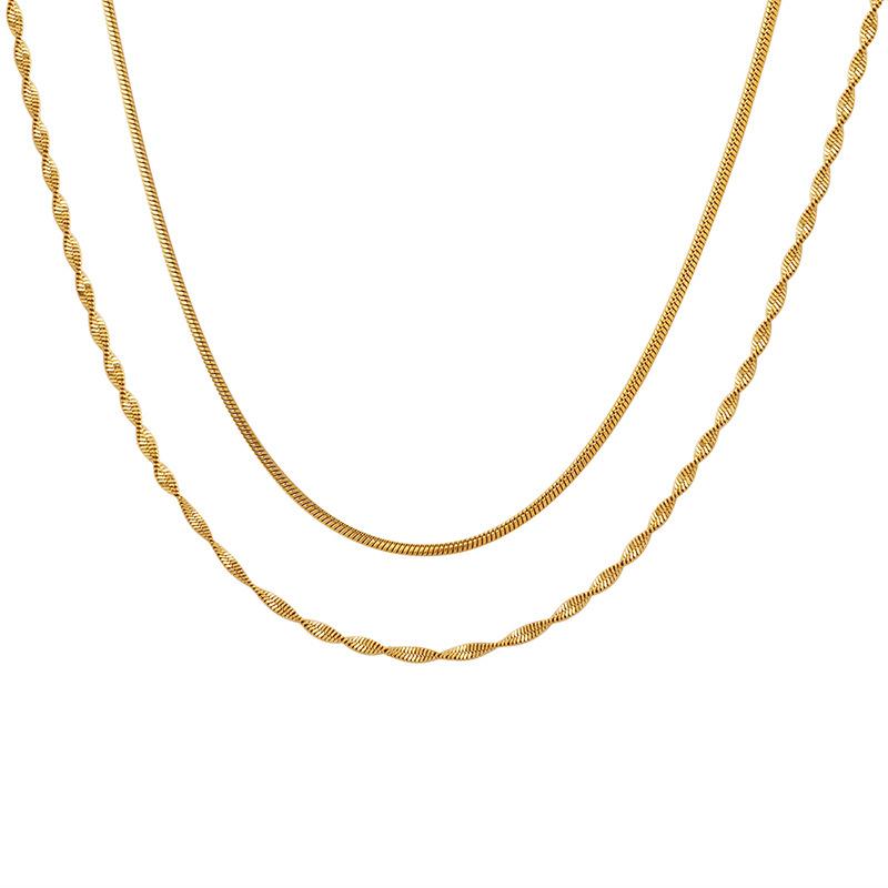 Stainless Steel Double Layer Snake Chain Necklace