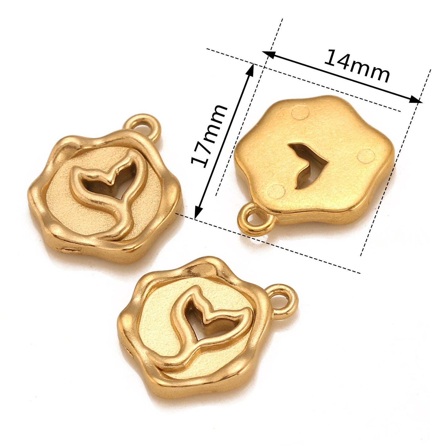 18K Gold PVD Stainless Steel Hollow Mermaid Tail Pendant