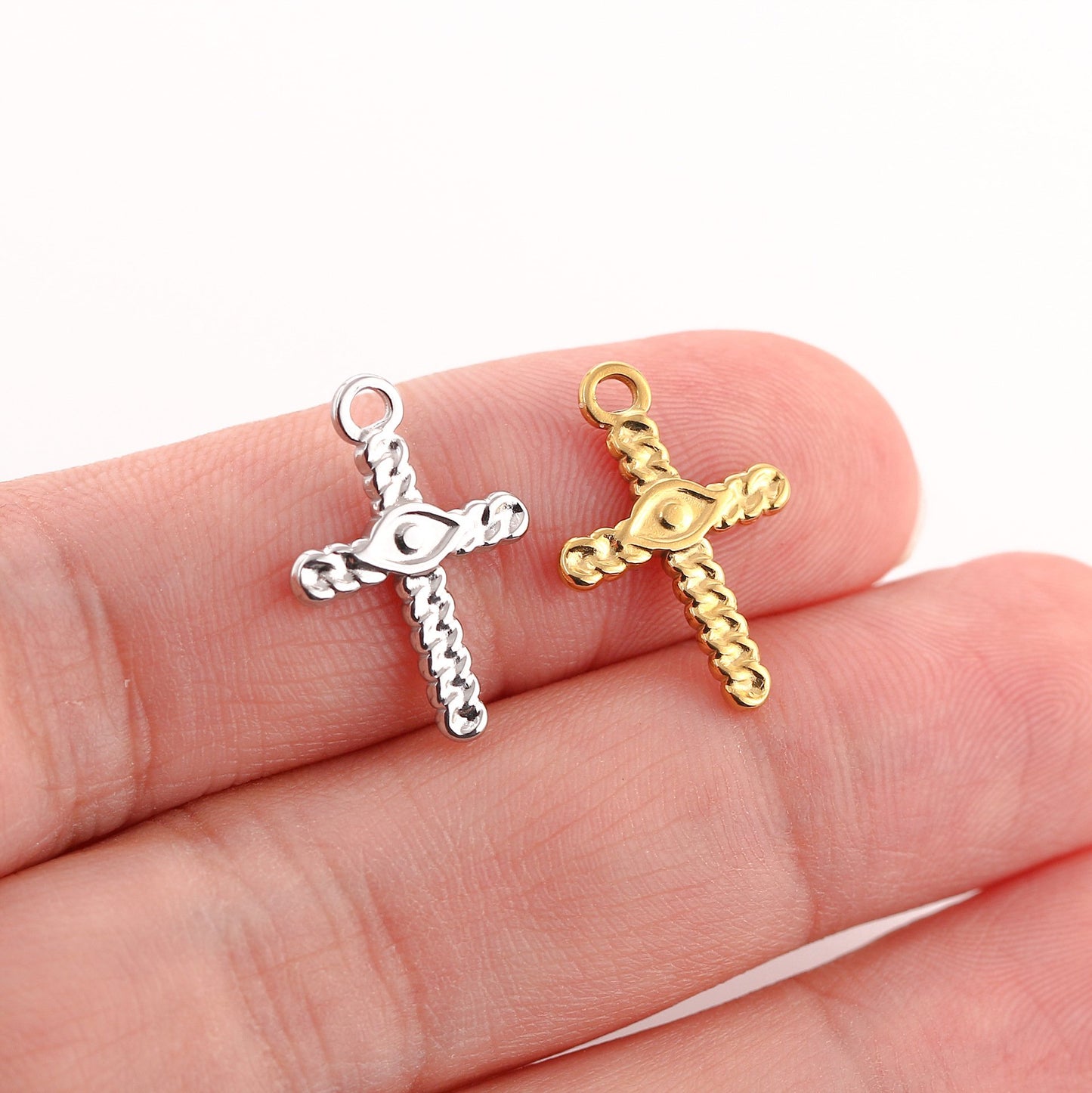 18K Gold PVD Stainless Steel DIY Cross Pendant