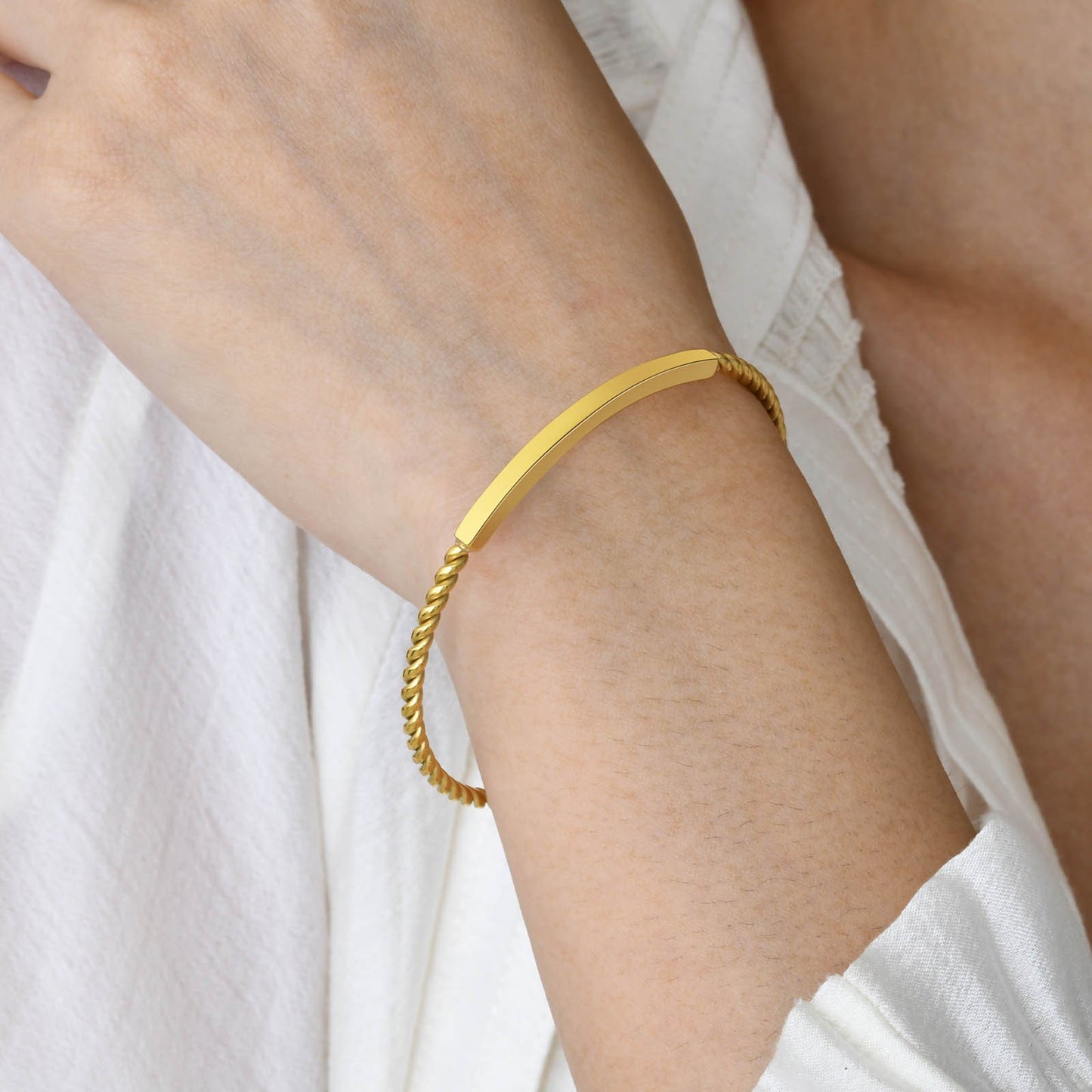 Stainless Steel Rope Design Cuff Blank Bracelet