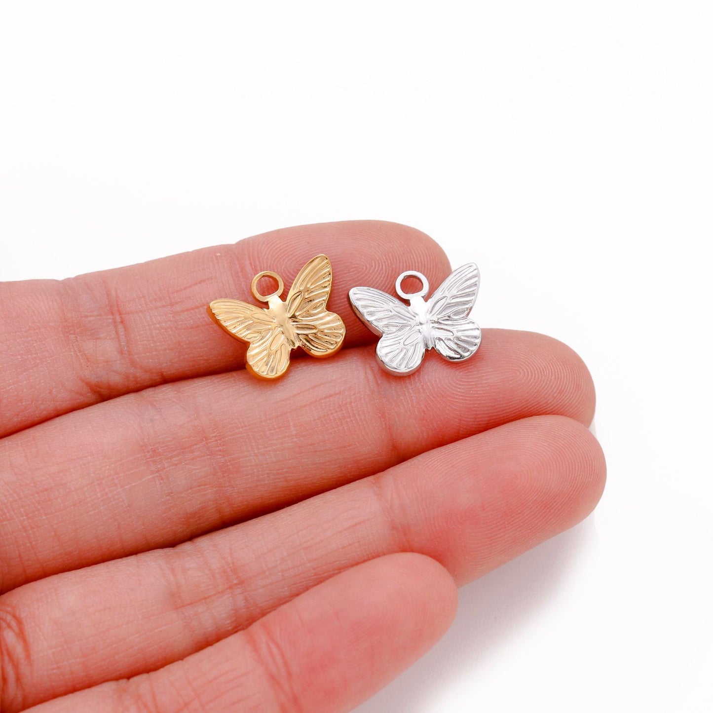 Pendentif papillon 3D en acier inoxydable