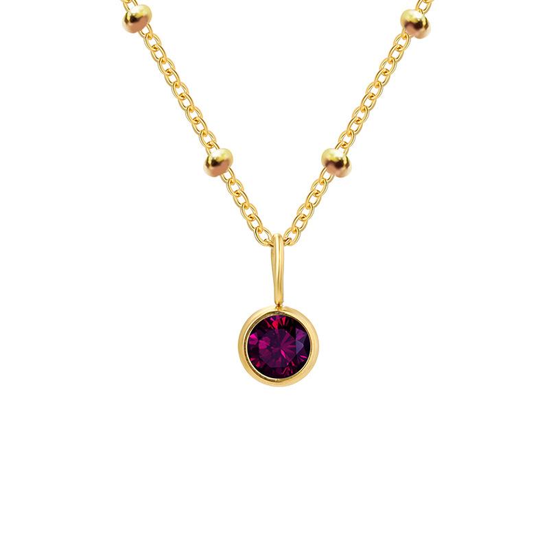Stainless Steel Ball Chain Birthstone Necklace