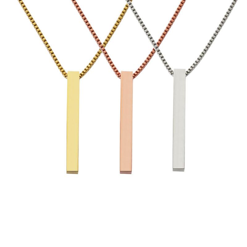 Stainless Steel Rectangular Bar Box Chain Blank Necklace