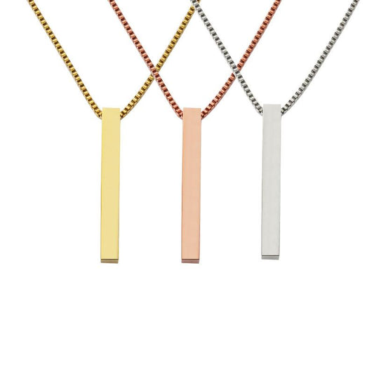 Stainless Steel Rectangular Bar Box Chain Blank Necklace