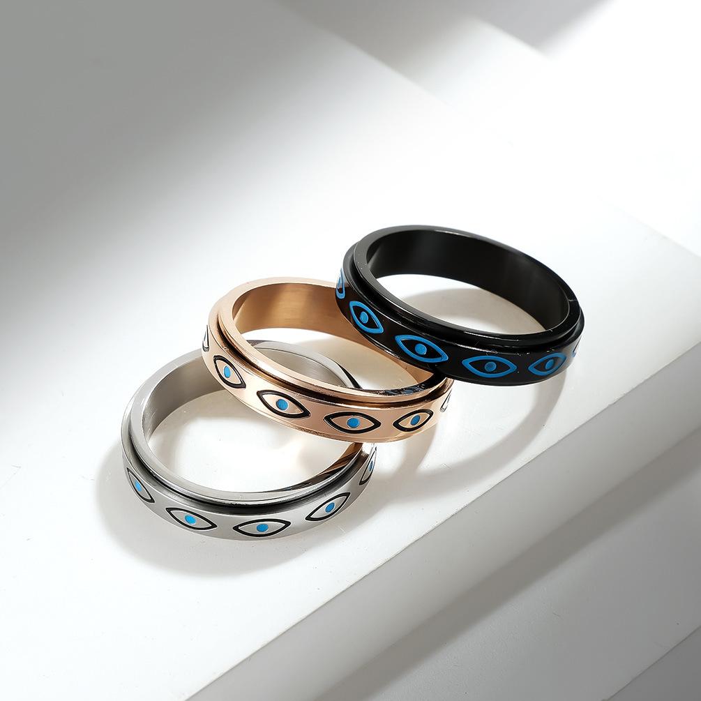 Eye of Horus Stainless Steel Spinner Ring