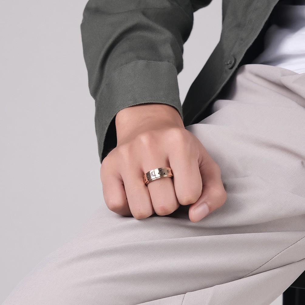 Star Moon Sun Stainless Steel Spinner Ring