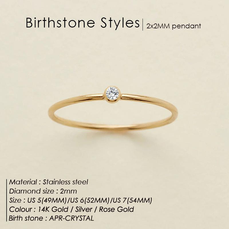 Stainless Steel Birthstone Classic Stacking Ring