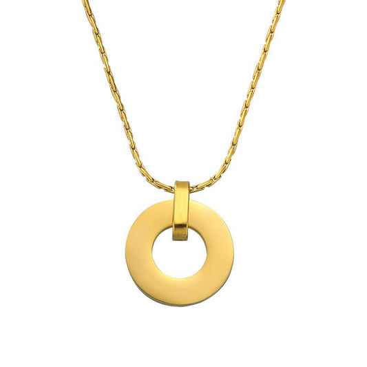 Stainless Steel Hollow Round Blank Necklace
