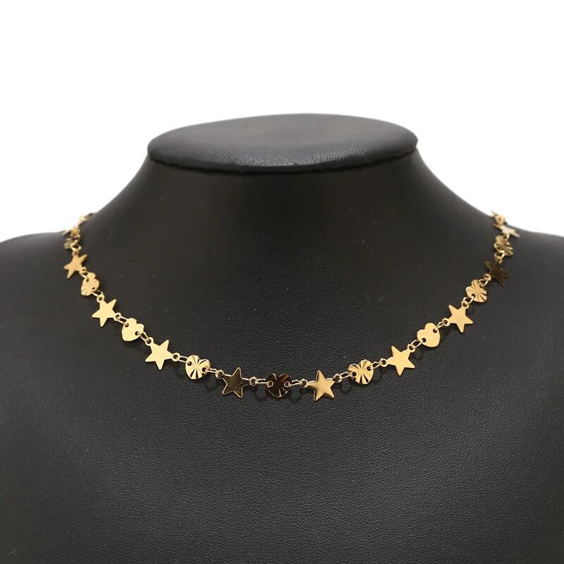 18k Gold PVD Star Heart Chain - By the Meter