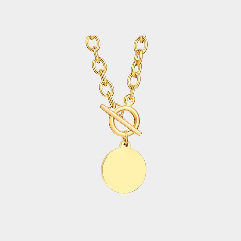 Stainless Steel OT Clasp Round Disc Blank Necklace