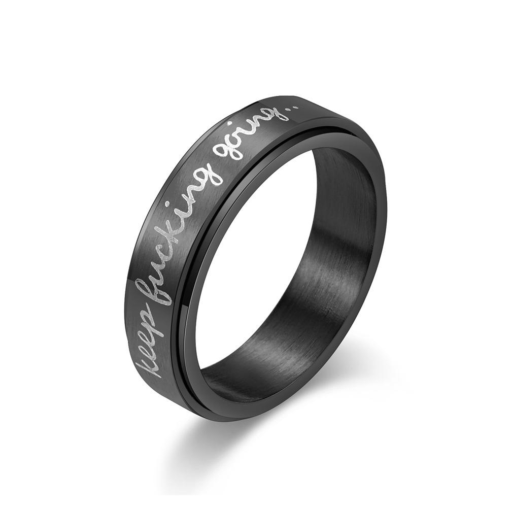 Keep Fucking Going Stainless Steel Spinner Ring