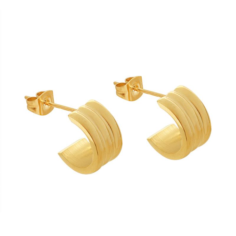 18K Gold PVD Exquisite C Hoop Earrings