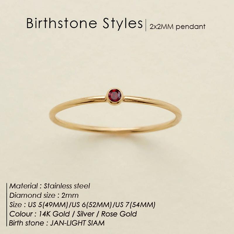Stainless Steel Birthstone Classic Stacking Ring