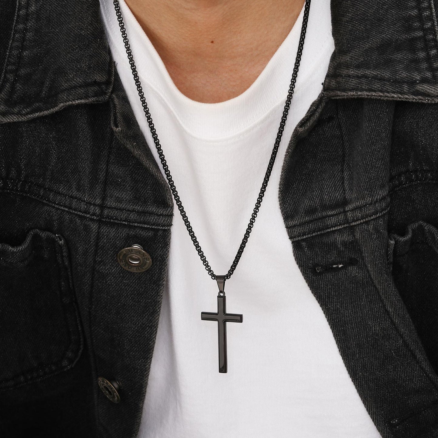 Stainless Steel High Polished Cross Blank Necklace