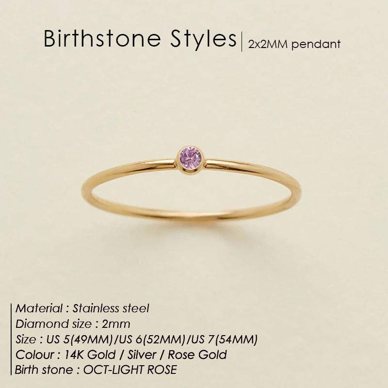 Stainless Steel Birthstone Classic Stacking Ring