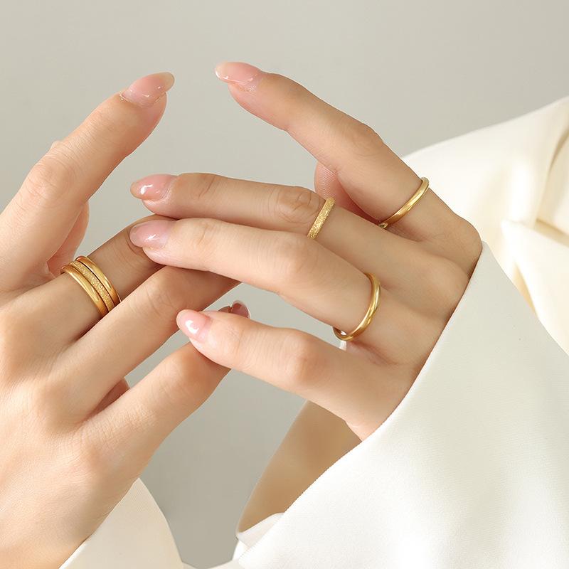 Stainless Steel Polished Brushed Stacking Ring 3 Pieces Set