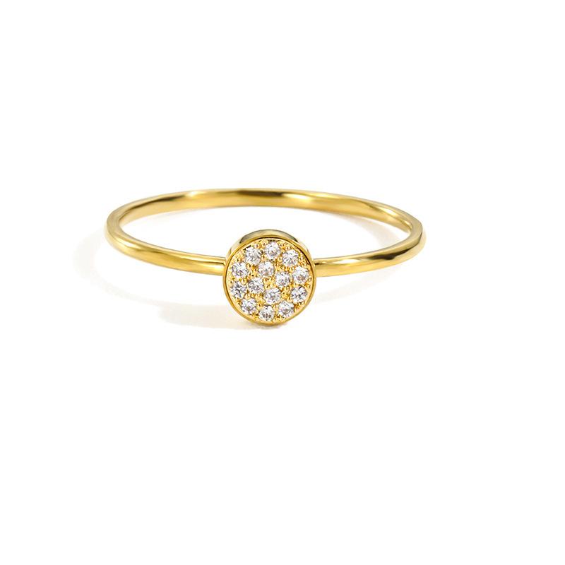Stainless Steel Round Inlay Birthstone Ring