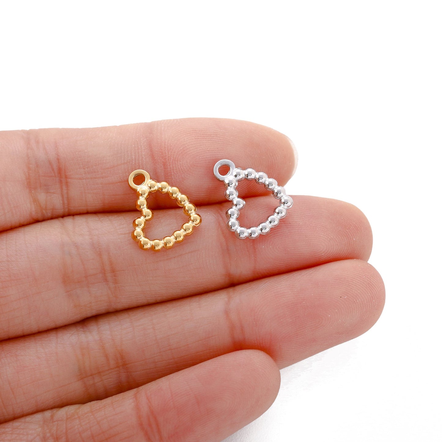 Pendentif en forme de cœur avec boule en acier inoxydable