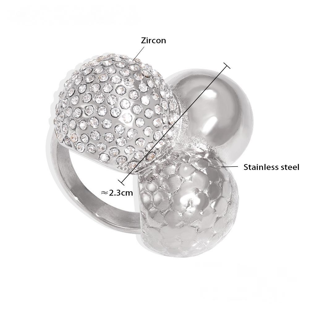 Stainless Steel 3 Balls Cubic Zirconia Ring