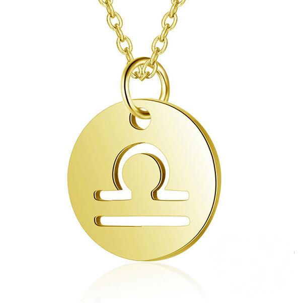 Hollow Round Pendant Zodiac Necklace