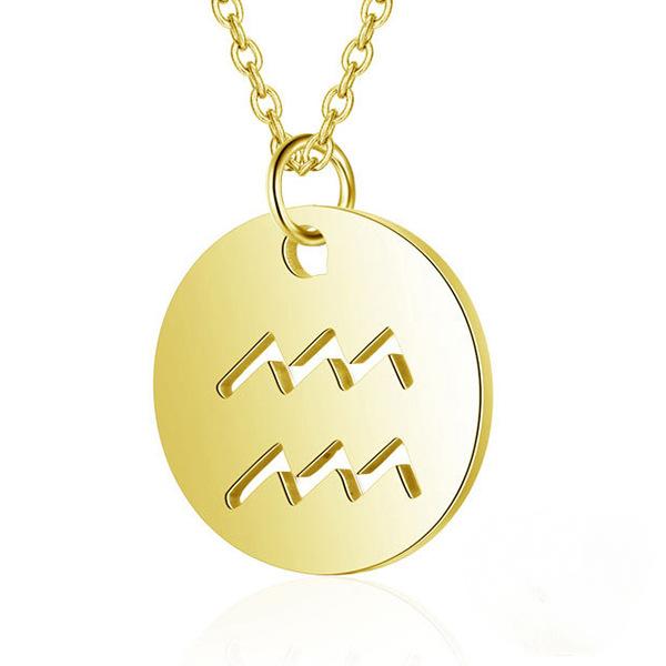 Hollow Round Pendant Zodiac Necklace