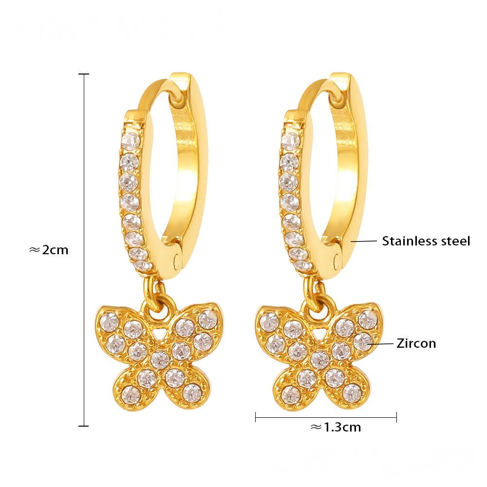 Stainless Steel Geometric Cubic Zirconia Drop Earrings