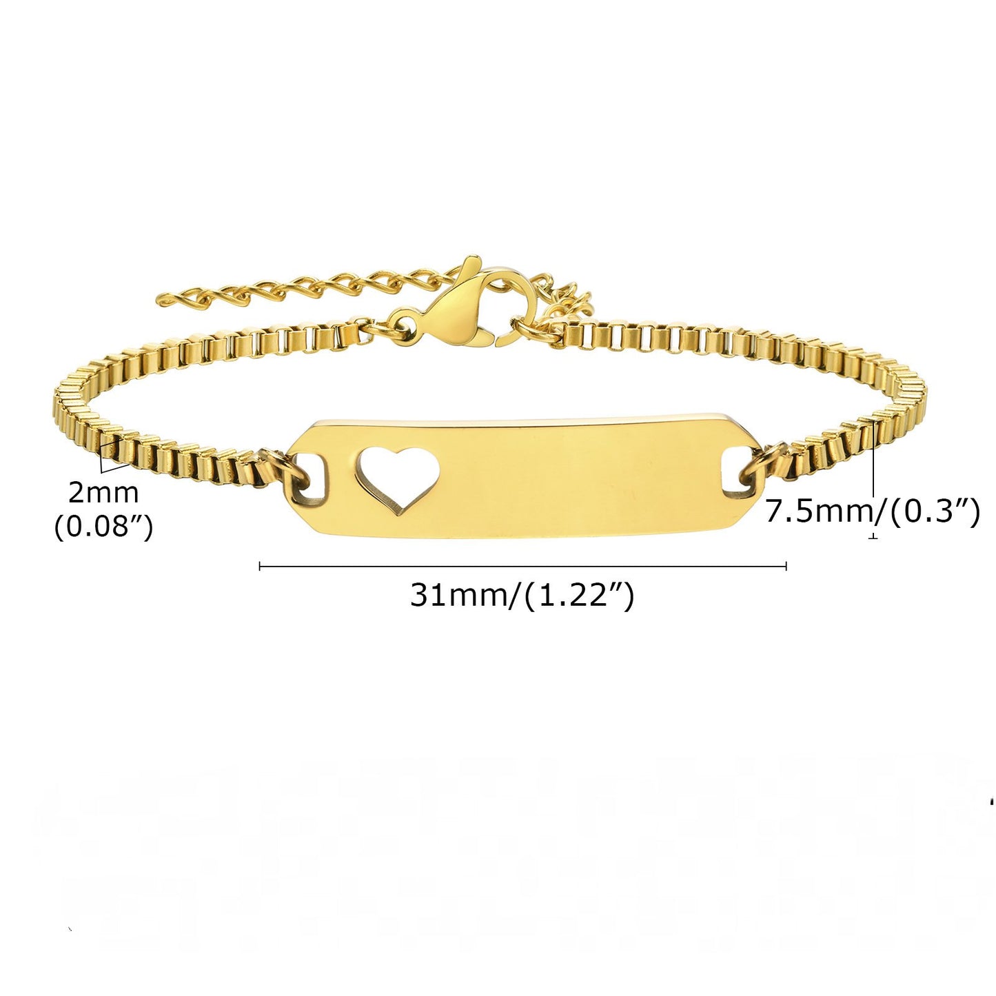 Women and Baby Curved Bar Box Chain Blank Bracelet for Gifts