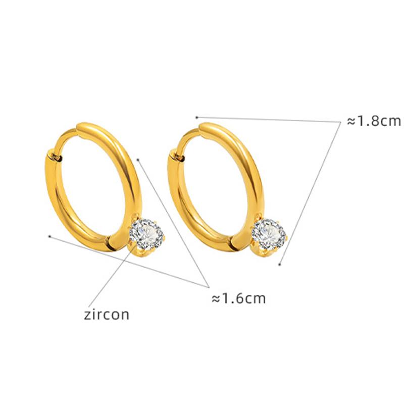 Stainless Steel Polished Inlaid CZ Hoop Earrings