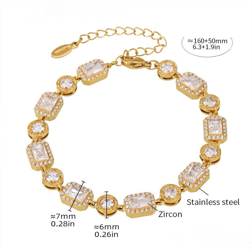 Stainless Steel Square Cubic Zirconia Bracelet
