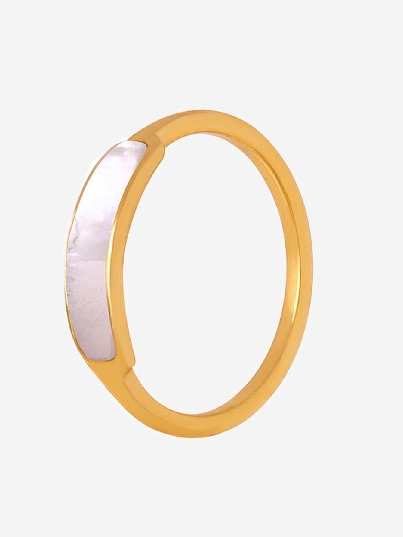 18K Gold PVD Temperament White Seashells Ring