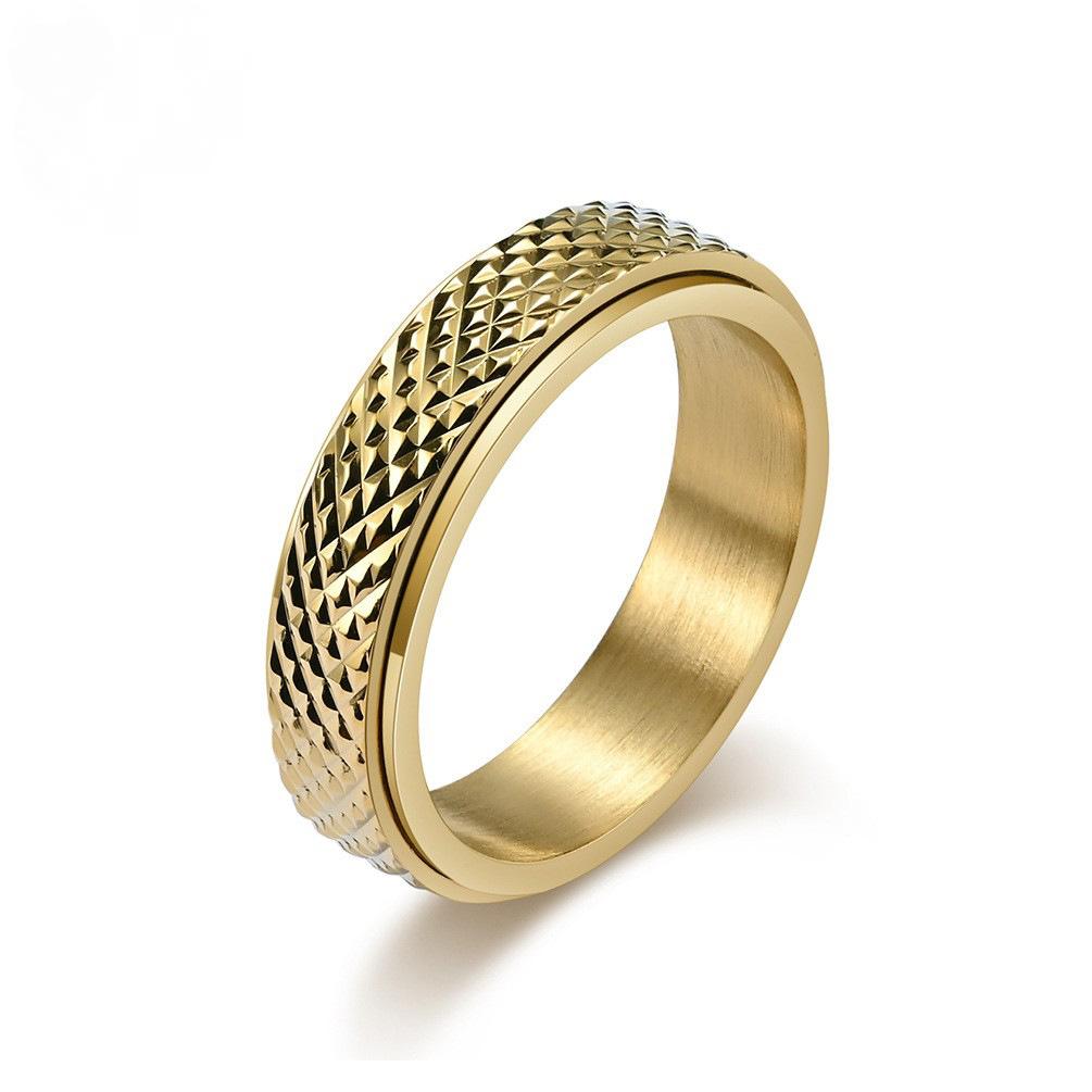 Stainless Steel Diamond Snakeskin Spinner Ring