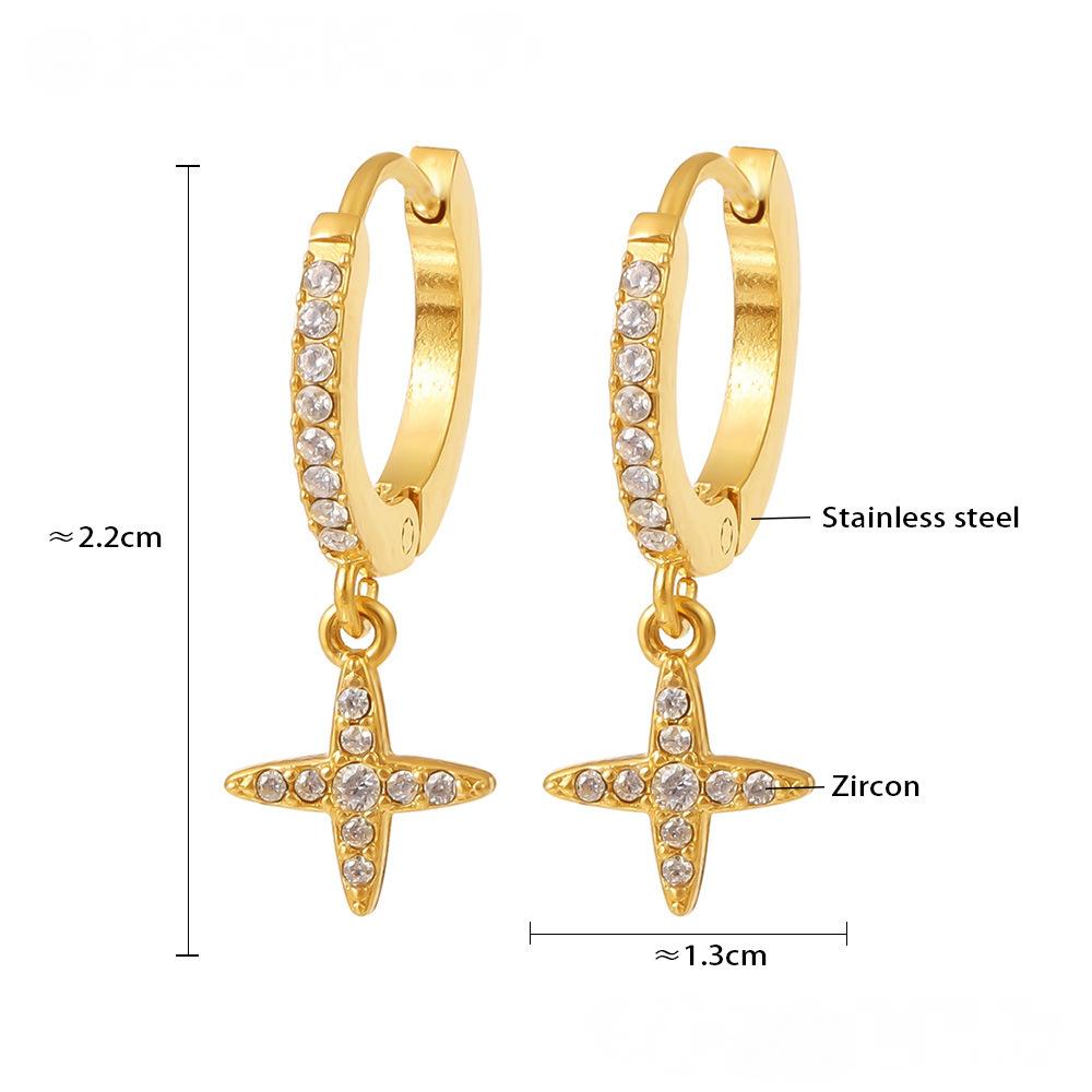 Stainless Steel Geometric Cubic Zirconia Drop Earrings