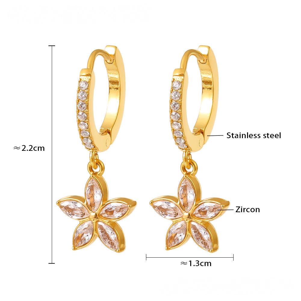 Stainless Steel Geometric Cubic Zirconia Drop Earrings