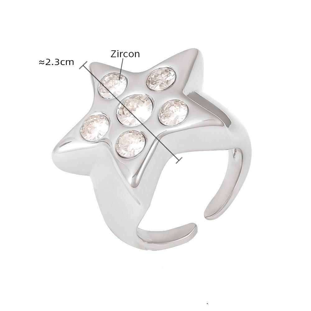 Bague en acier inoxydable avec incrustation d'étoiles et zircone cubique