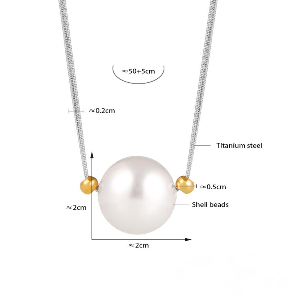 9mm Round Snake Chain Imitation Single Pearl Necklace