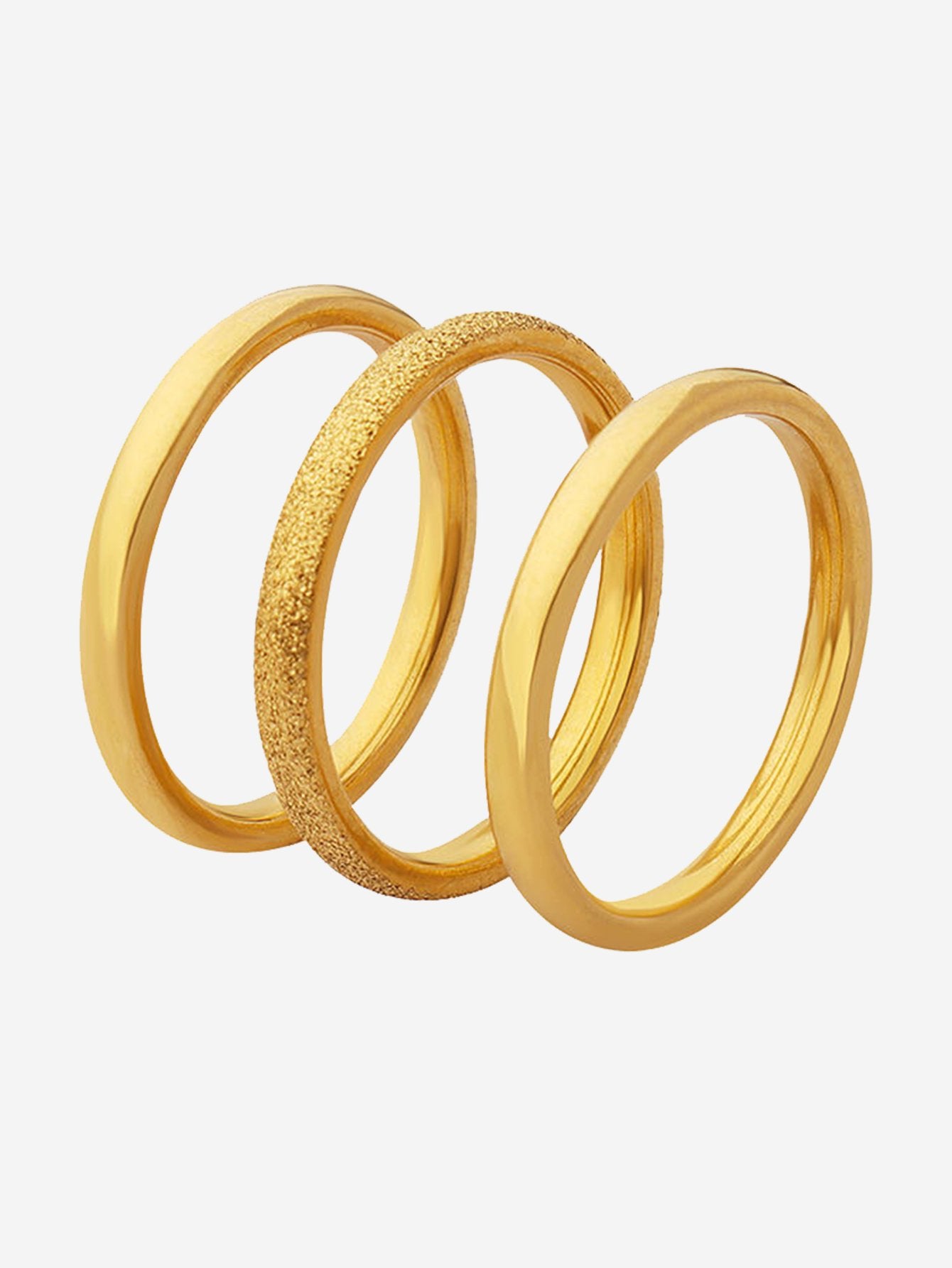 Stainless Steel Polished Brushed Stacking Ring 3 Pieces Set