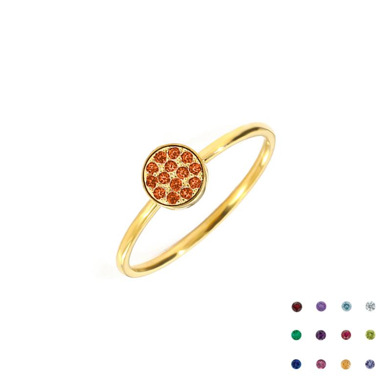 Stainless Steel Round Inlay Birthstone Ring